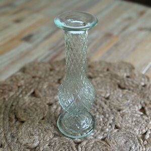 Vintage EO Brody Clear Glass Vase with Green Hue